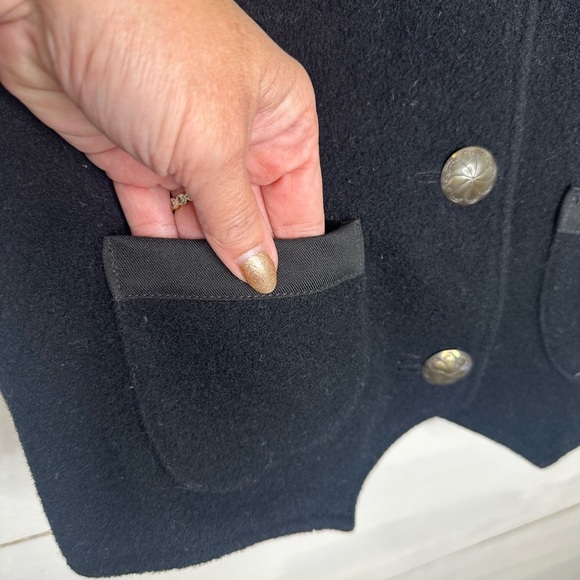 Vintage Judy Stern Cowboy Trappings American West Black Wool Western Vest S/M - Picture 2 of 6